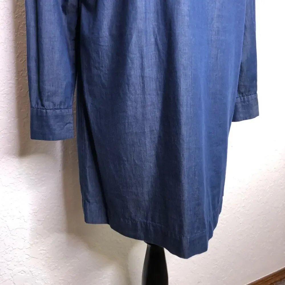 Kate Spade Saturday dark chambray denim blue shift dress size Small